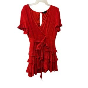 Lulus Elegant Red Ruffle Dress